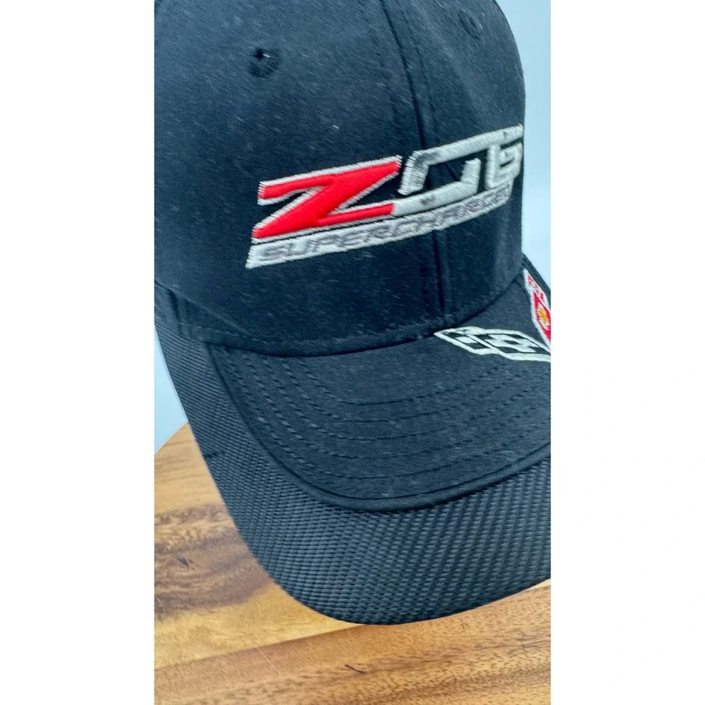 Ralph White Corvette Z06 Supercharged Hat Men Black Racing Carbon Fiber Brim